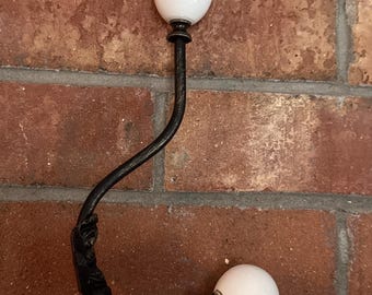 Vintage Styled Bronze Two Porcelain Knob Hook | Vintage | Coat | Hat | Towel | Robe | Wall | Door