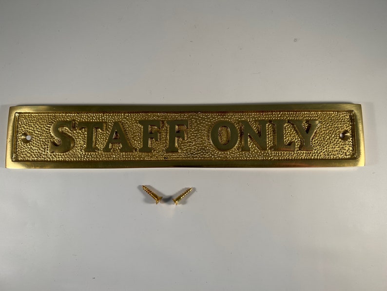 STAFF ONLY Sign casted in brass | Choose Polished Brass or Antique Brass finish | staff only | Vintage | Old Fashioned Polished Brass