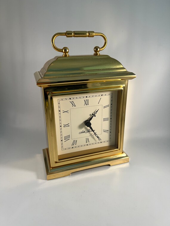 Vintage Brass Seth Thomas Carriage Clock Mantle Desk Set Etsy
