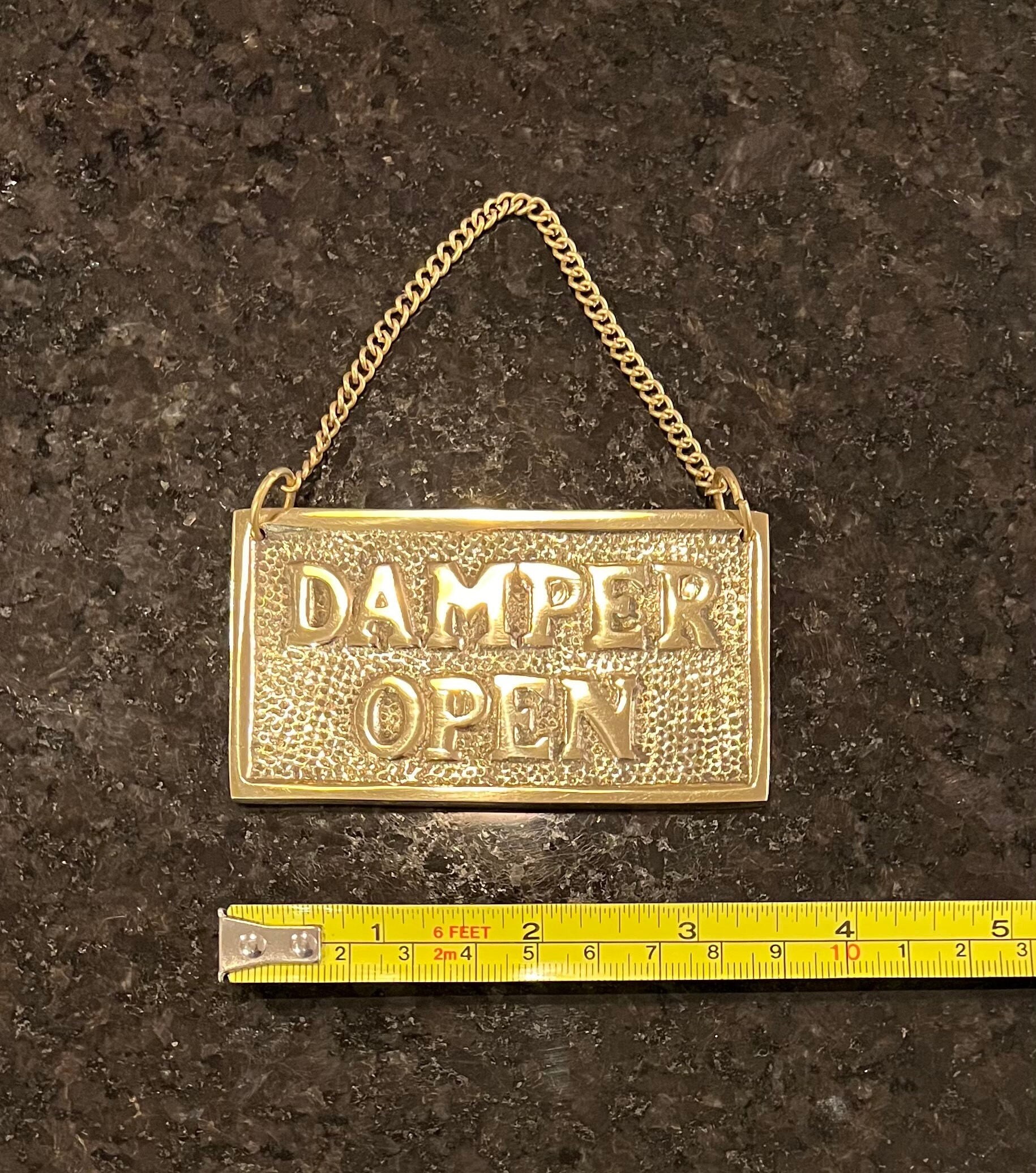 Vintage Style Brass DAMPER OPEN CLOSED Chain Sign | Hearth | Fire Place ...