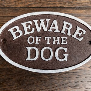 Oval Beware of the Dog Cast Metal Sign\ | Outdoor Sign | Home Decor | Pet Sign | Dog Metal Sign | Warning of Dog | Pet Owner | Pet Lover