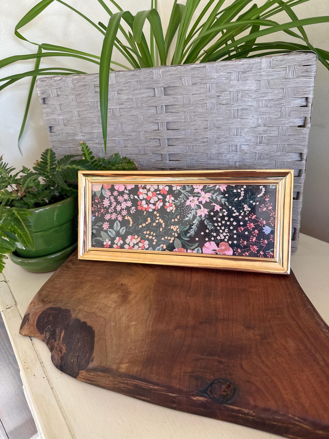Vintage Solid Brass Long Rectangle Picture Frame for a 9.5 X 3.5 Inch ...
