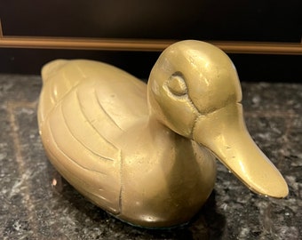 Vintage Brass Duck Figurine Large