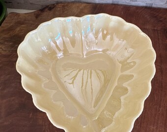 Vintage Irish Belleek Heart Bowl | Tea Caddy or Trinket Box | Elegant Gift | Irish Replacement Piece | Green Mark