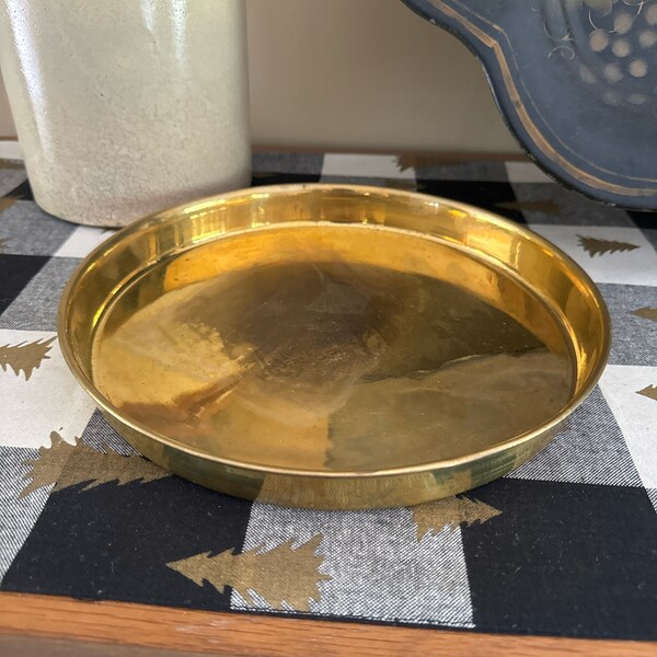 Vintage Brass Tray or Planter Base with Patina | Plants or Flowers | Elegant Wine and Cocktail Bar Organizer | Set Design | Home Staging