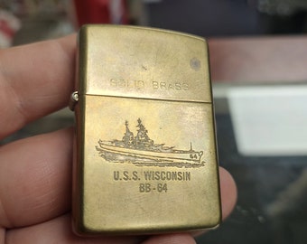 USS Wisconsin BB 64 1932-1991 Zippo Solid Brass