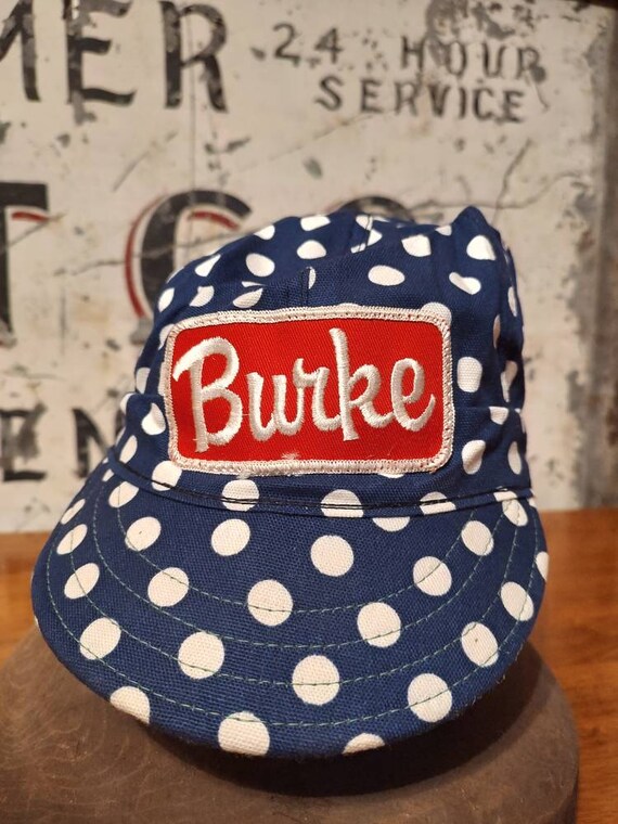 Vintage Burke Navy Blue & White Polkadots Union M… - image 1