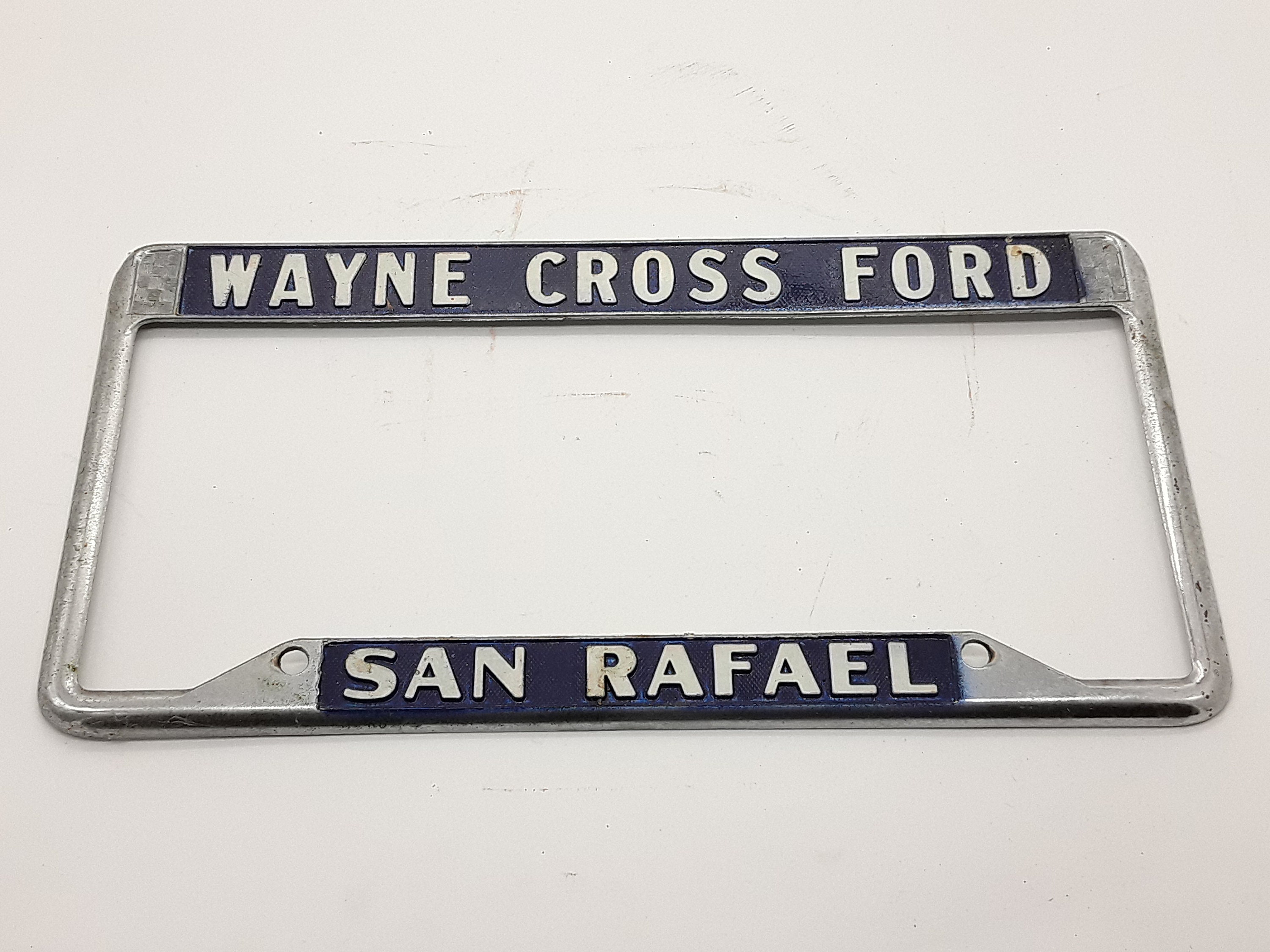 Vintage Metal License Plate Frame Wayne Cross Ford Dealer San Etsy