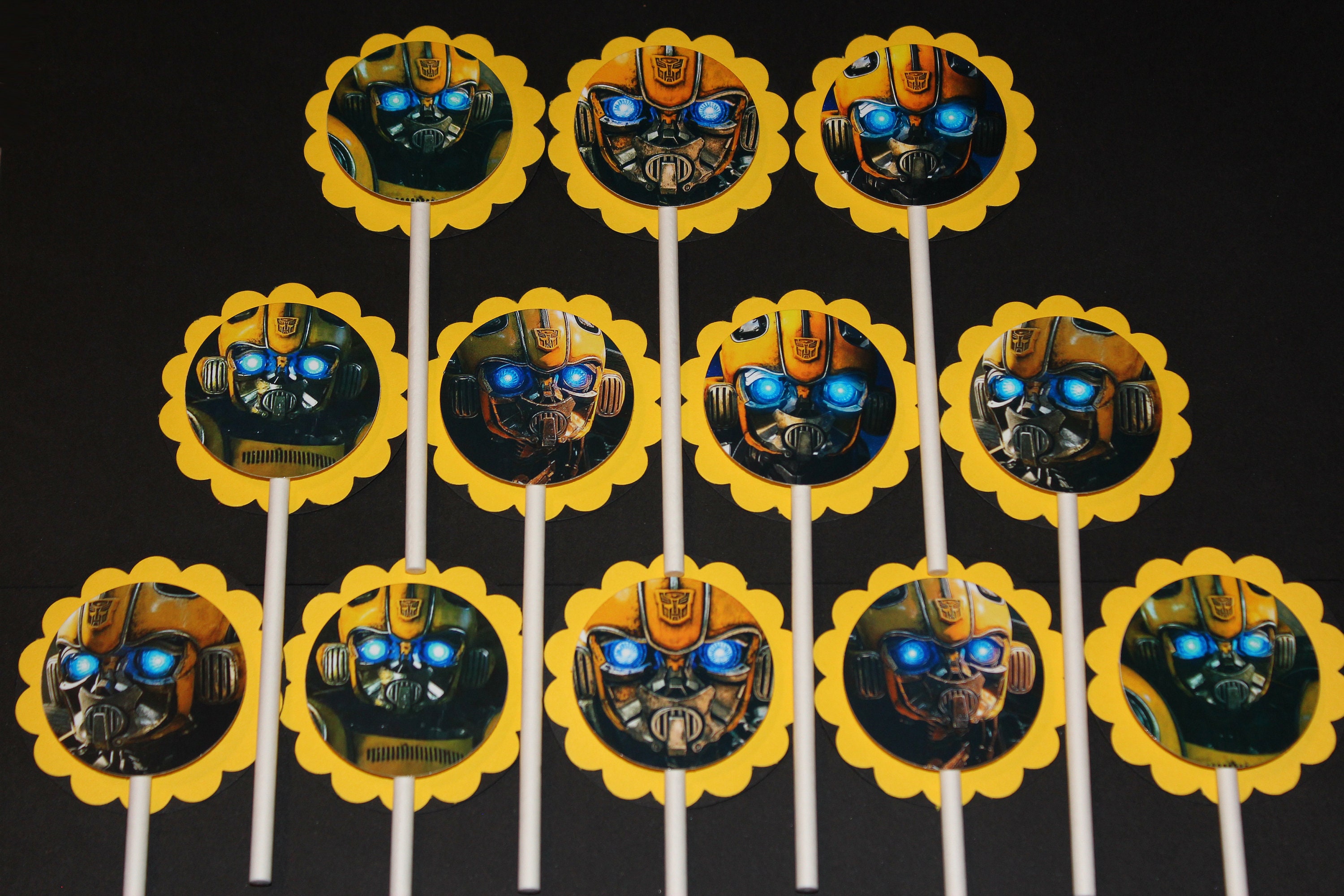 Bumblebee Cupcake Toppers 12 Count Cake Toppers Transformers Etsy