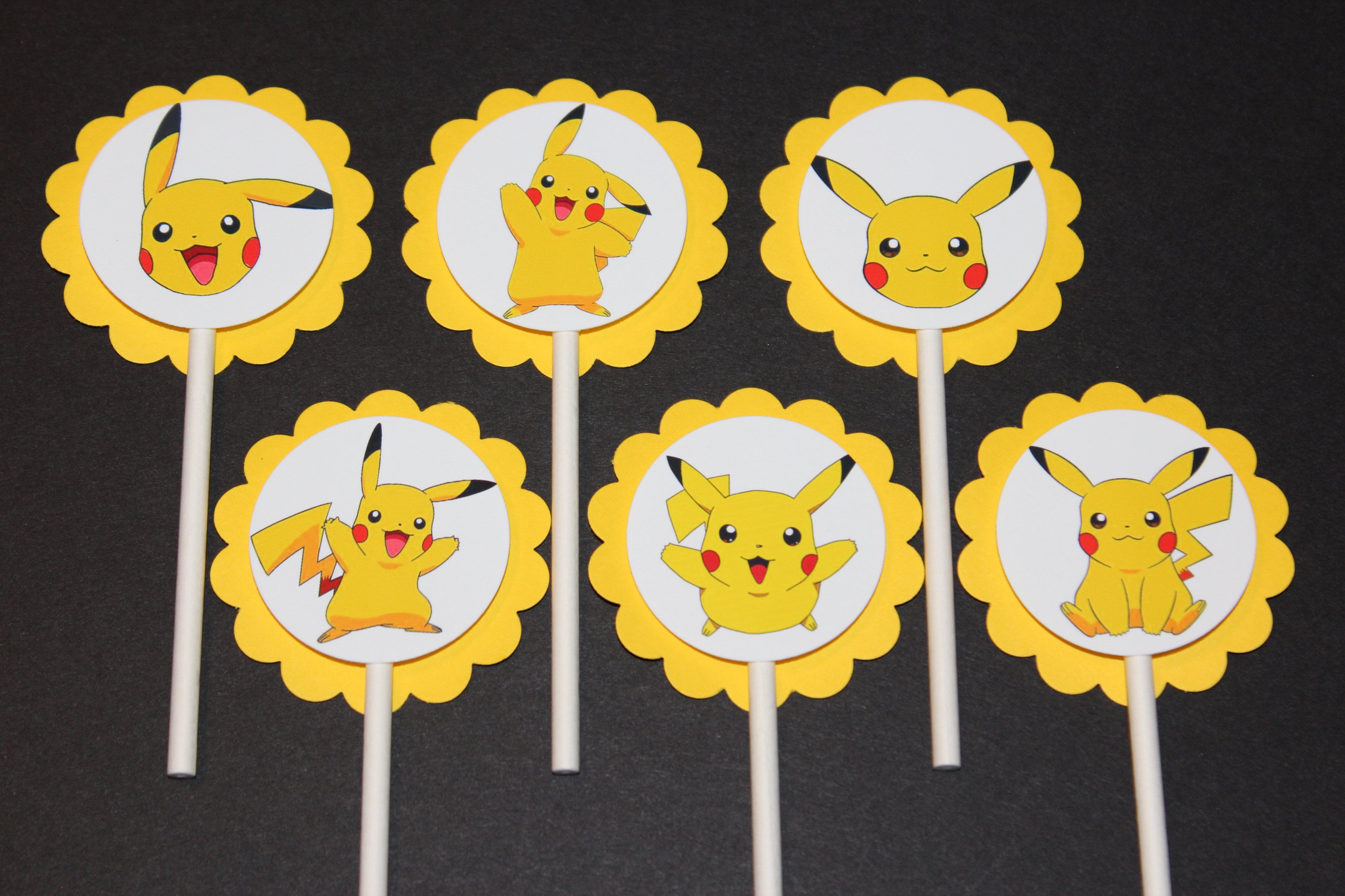 Pokemon Pikachu Cupcake Toppers 12 count Cake Toppers Etsy