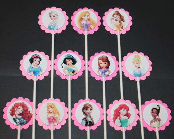 Princess Cupcake Toppers 12 Count Cake Toppers New Disney Etsy