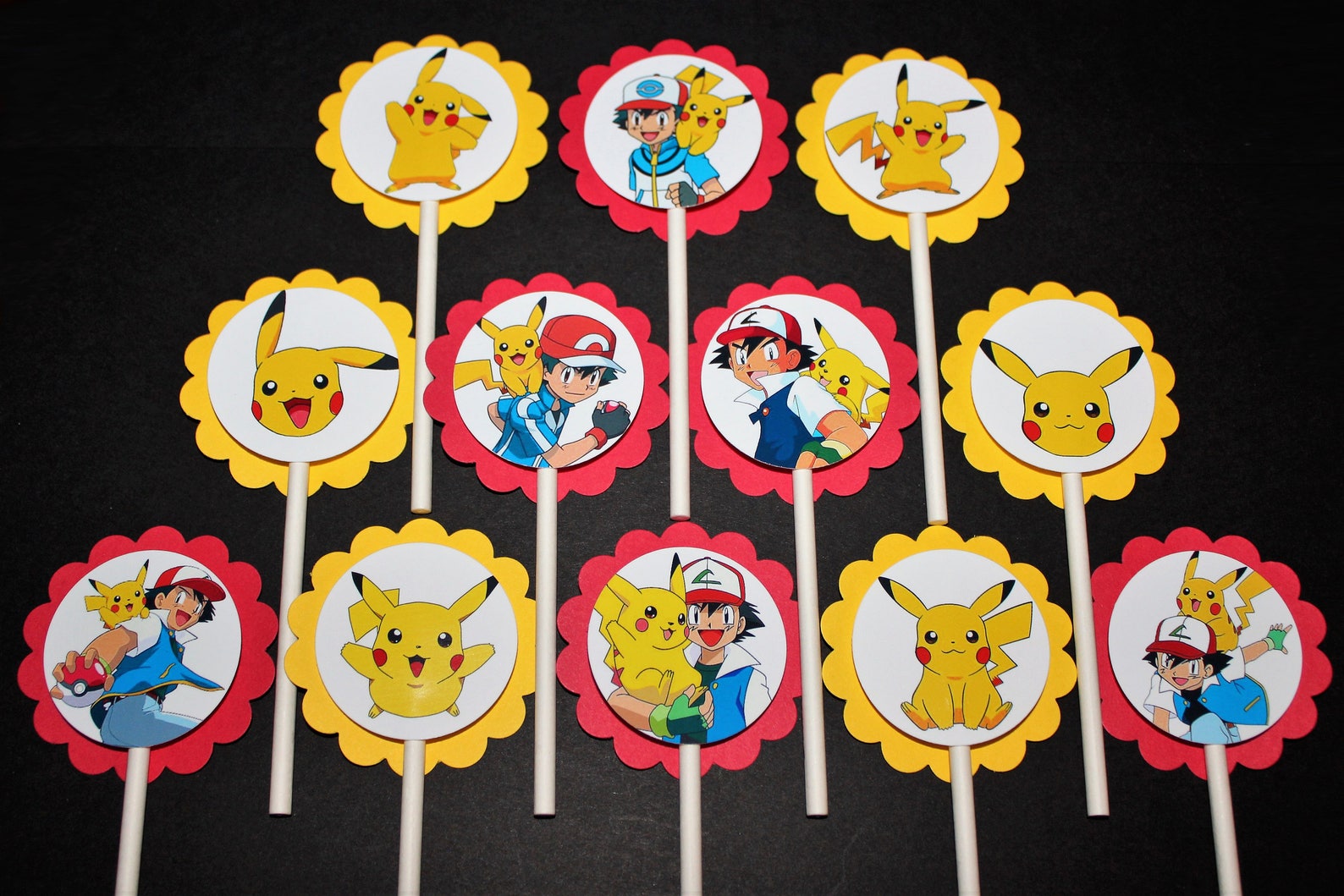 Pokemon Cupcake Toppers 12 Count Cake Toppers Ash Ketchum Etsy