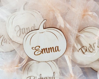 Personalized Laser Engraved Pumpkin Place Cards: Thanksgiving Table Decor