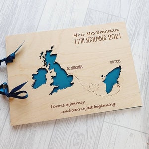 Beach wedding book location book beach themed books wooden wedding books personalised map books nautical wedding decor beach maps image 1