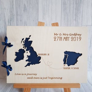 Beach wedding book location book beach themed books wooden wedding books personalised map books nautical wedding decor beach maps image 7