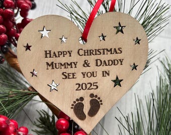 Faire-part de grossesse : décoration de Noël gravée, cadeau pour femme enceinte