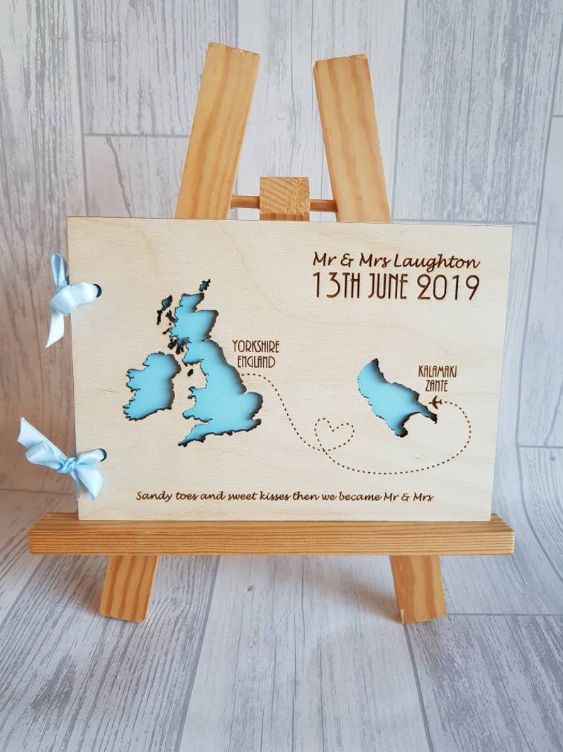 Beach wedding book location book beach themed books wooden wedding books personalised map books nautical wedding decor beach maps image 6