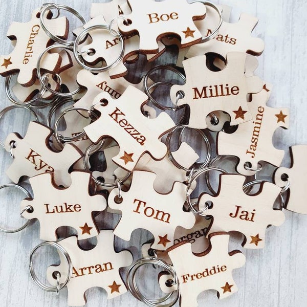 Small puzzle keyring; jigsaw keyrings; kids party favours; party favors; childrens keyrings; jigsaw puzzle keyrings, small keyrings