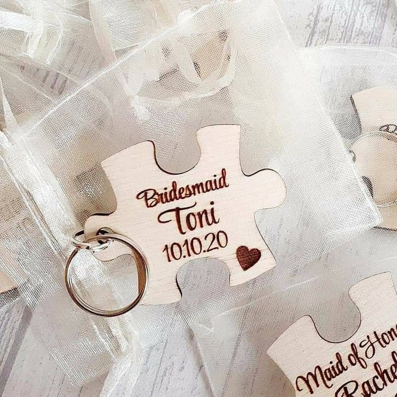 Bridal party Gifts Personalised, Bridesmaid Proposal, Hen Party Gift, Personalized Bachelorette Gifts, puzzle piece keyrings, wedding favour 