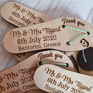 Personalized Wooden Flip Flop Save The Date Favors: Beach Wedding Decor