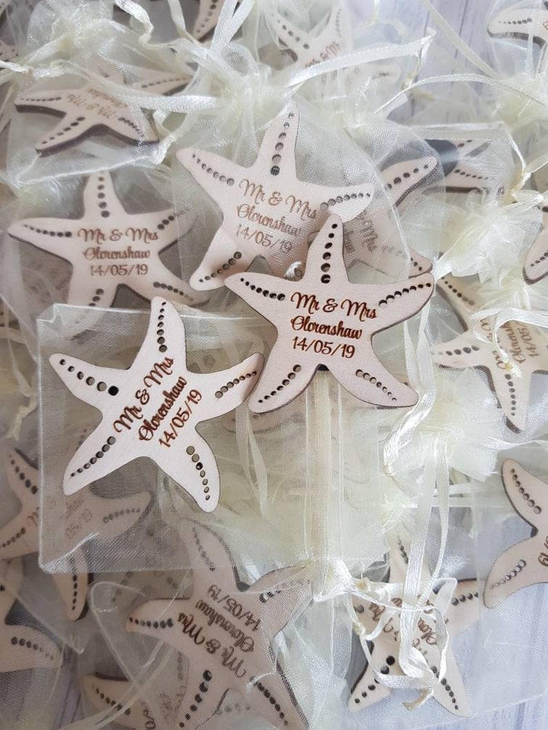 Beach wedding favours wedding decor beach themed favours wooden wedding favours personalised favours nautical wedding decor beach image 1