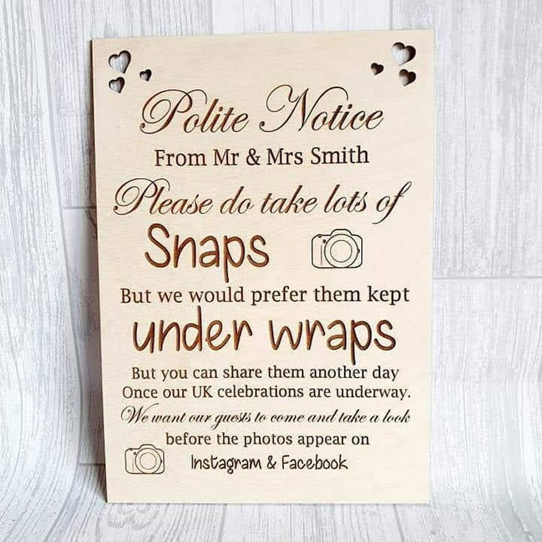 Under Wraps, Social Media Sign, Wedding Guests, Wedding Sign