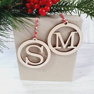 Custom Gift Tags, Initial Gift Tags, Wooden Gift Decor, Hanging Round Tag, Letter Ornament, Favour Tags, Personalised Gift Tags, Wood Letter image 5