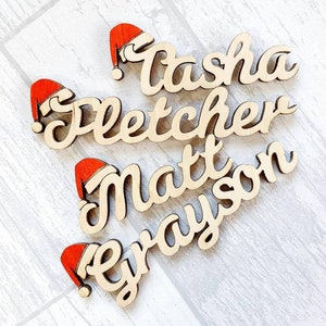 Personalized Christmas Table Decor: Wooden Name Place Cards