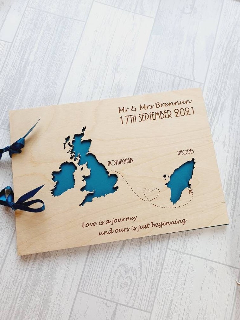 Beach wedding book location book beach themed books wooden wedding books personalised map books nautical wedding decor beach maps image 1