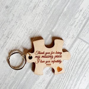 Jigsaw puzzle piece keyring, valentine&#39;s day gift, for her, for him, puzzle piece keyring, missing piece keyring, missing piece puzzle, love