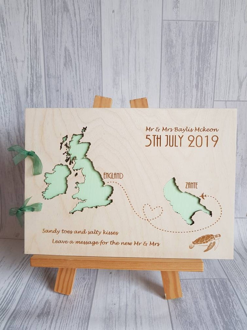 Beach wedding book location book beach themed books wooden wedding books personalised map books nautical wedding decor beach maps image 3