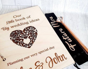 Personalised Wedding planner; wooden wedding planner; wedding planner; wedding scrapbook; A5 Wooden Wedding planner book; engagement gift