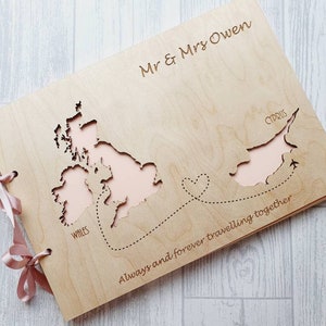 Beach wedding book location book beach themed books wooden wedding books personalised map books nautical wedding decor beach maps image 9