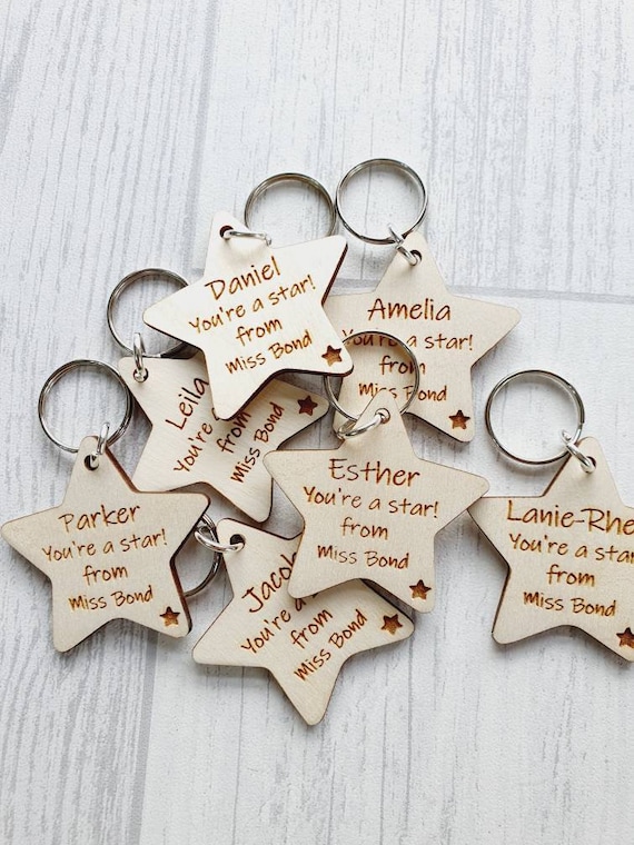 Student incentive gift; Student gift; wooden stars; you're a star; encouragement token; teacher gifts; homeschooling gift; star keyrings;