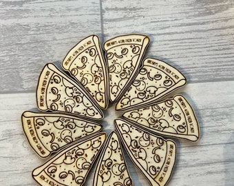 Wooden Pizza Tokens; Pizza Tokens; Pizza Party Favours; Party Favours; Party Gifts; Wedding Favours; Wedding Tokens, Pizza Van,