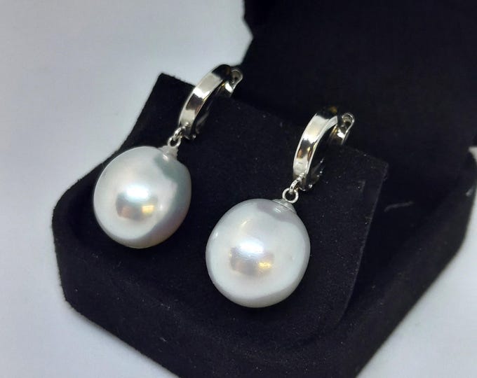 Featured listing image: South Seas Cultured Pearl Drop Earrings in 14K White Gold