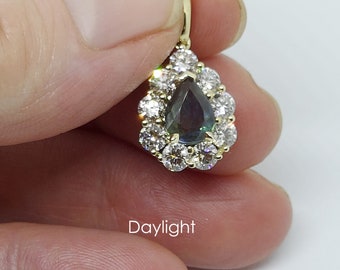 Natural Alexandrite Halo Pendant with GIA Report