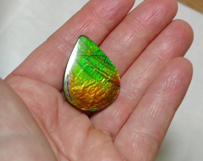 Featured listing image: Large Loose Ammolite Pear Shape 29.95ct for a Custom Pendant or Pin