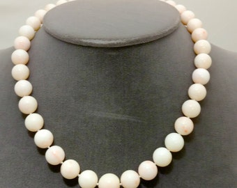 Natural Vintage "Angel Skin" Coral Bead Necklace 11-14mm