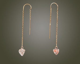 Rough Diamond Crystal Threader Earrings in 14K Gold