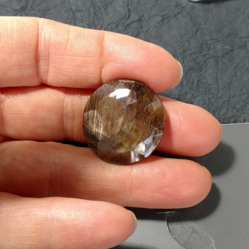 Shimmering Brown Sapphire Rose Cut Slice Rustic Loose Gem for a Custom Design