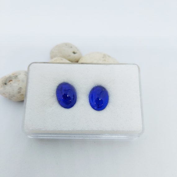 Pair of Oval Tanzanite Cabochons for Custom Earrings