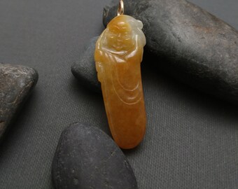 Carved Vintage Jade Budai (Happy Buddha) Pendant