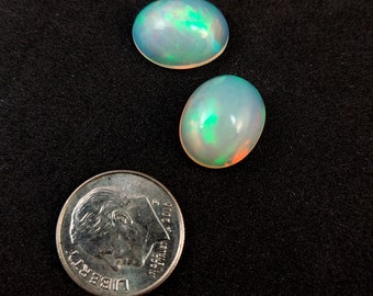 Large PAIR of Ethiopian Opals for Custom Earrings 15x12mm