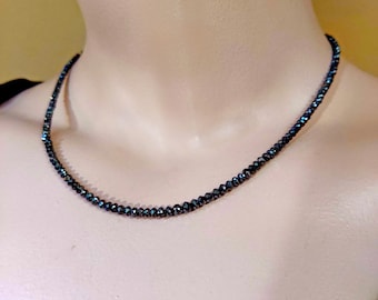 Sparkling Faceted Black Diamond Bead Necklace with 14K Toggle Clasp, 30ct.