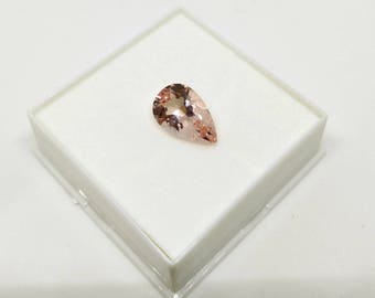 Pear Shape 6.29ct Peach Brilliant  Morganite Loose Gem