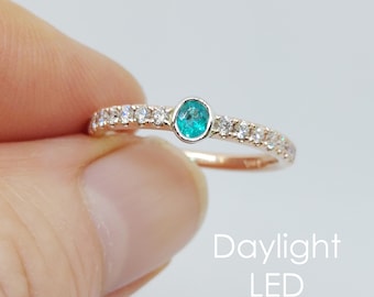 Brazilian Paraiba Tourmaline and Diamond Stacking Ring "Baby Blue Eyes"
