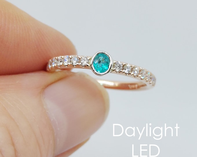 Featured listing image: Brazilian Paraiba Tourmaline and Diamond Stacking Ring "Baby Blue Eyes"