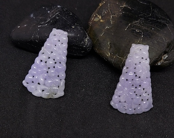 Fine Lavender Jade Floral Carved Pendants for Custom Earrings