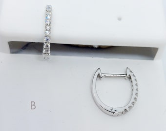 Oval Diamond Hinged Hoop Earring in 14KW,  Perfect for adding Dangles